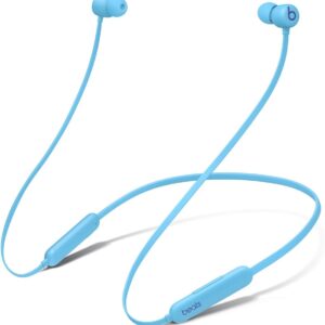 هدفون بی‌سیم Beats Flex مشکی با طراحی گردنی و کابل انعطاف‌پذیر رنگ آبی