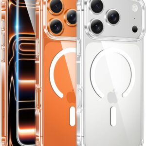قاب شفاف مغناطیسی FNTCASE برای iPhone 17 Pro Max با محافظ صفحه، طراحی ضد زرد شدن و پشتیبانی از مگ‌سیف