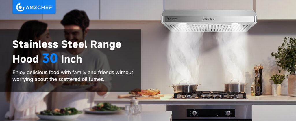 AMZCHEF 30 Inch Range Hood | هود زیر کابینتی استیل با مکش 750 CFM