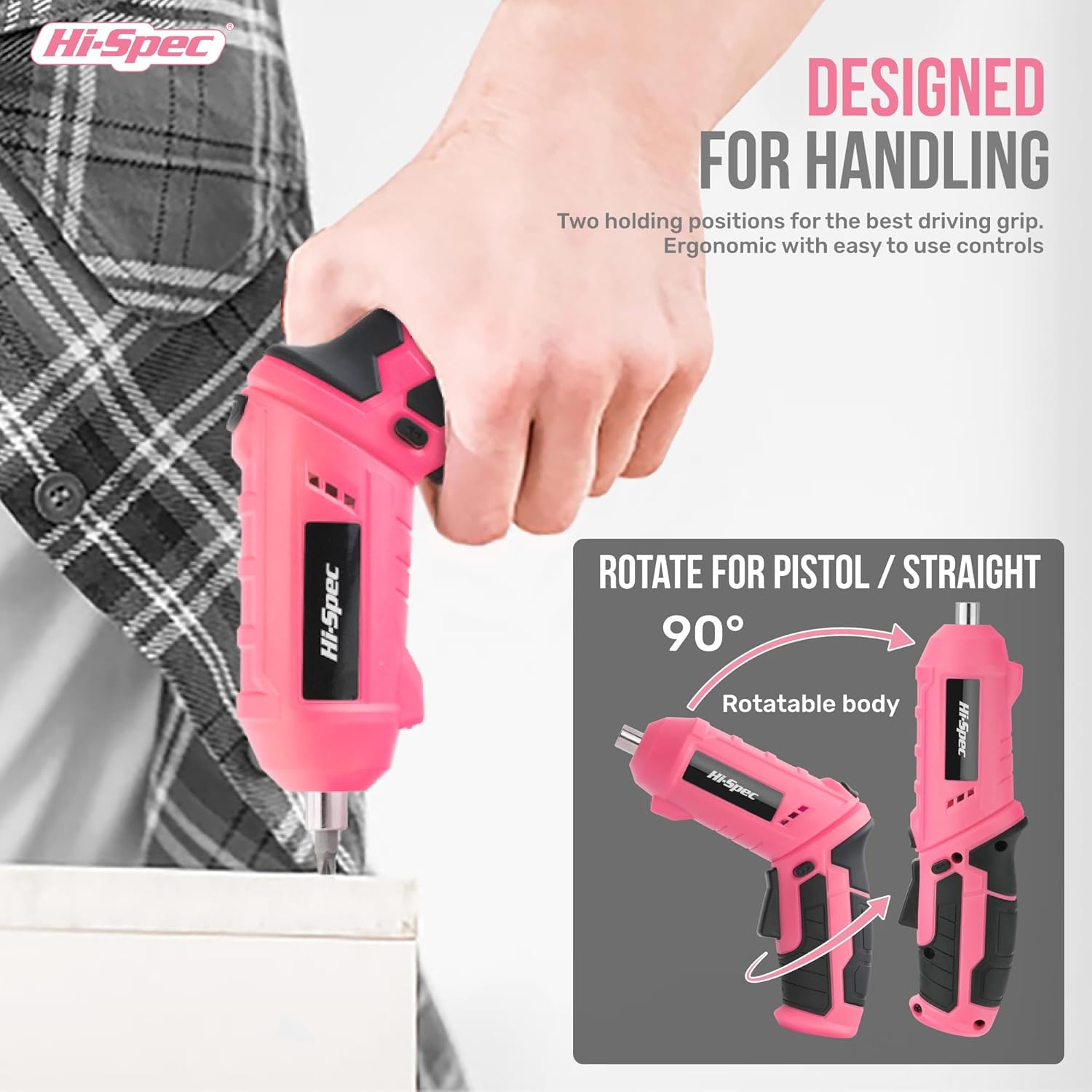 پیچ‌گوشتی برقی Hi‑Spec با قابلیت خم شدن برای دسترسی آسان به پیچ‌ها در زاویه‌های مختلف