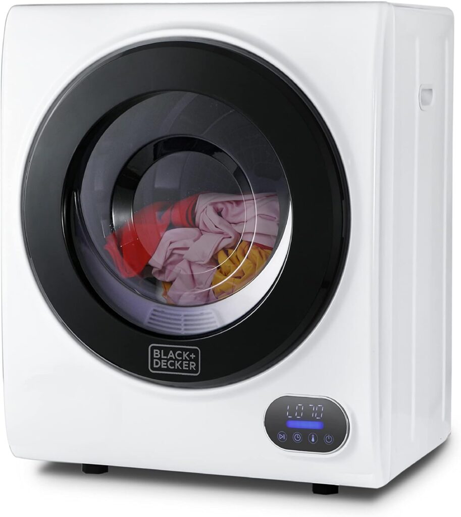 خشک‌کن لباس BLACK+DECKER 1.5 Cu. Ft با طراحی سفید و مدرن