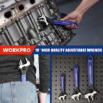 WORKPRO 10 اینچ آچار قابل تنظیم، کروم وانادیوم با دسته ارگونومیک برای خانه، گاراژ و کارگاه - تصویر 6