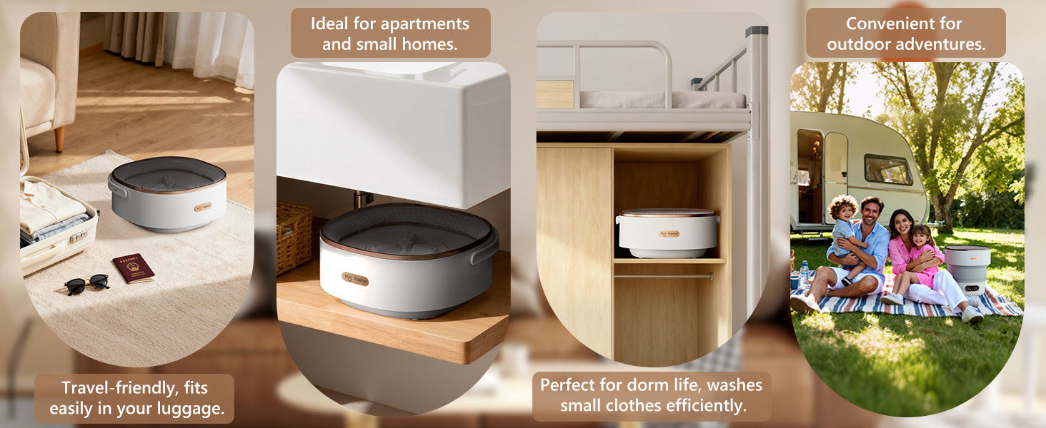 مینی لباسشویی تاشو 16 لیتری YMXA، ماشین لباسشویی پرتابل قابل حمل برای شستشوی لباس نوزاد، لباس زیر و لباس‌های کوچک در سفر