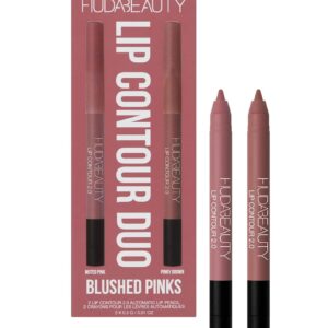 پک دو تایی مداد لب مینی Huda Lip Contour Duo Blushed Pinks با رنگ‌های صورتی مات